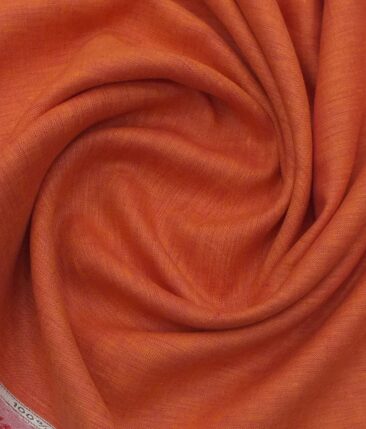 Linen Club Amber Orange 100% Pure Linen Kurta Fabric