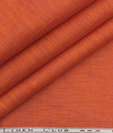 Linen Club Amber Orange 100% Pure Linen Kurta Fabric