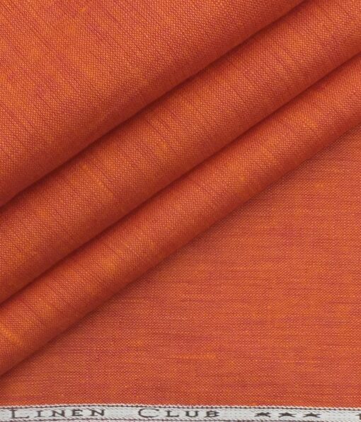 Linen Club Amber Orange 100% Pure Linen Kurta Fabric