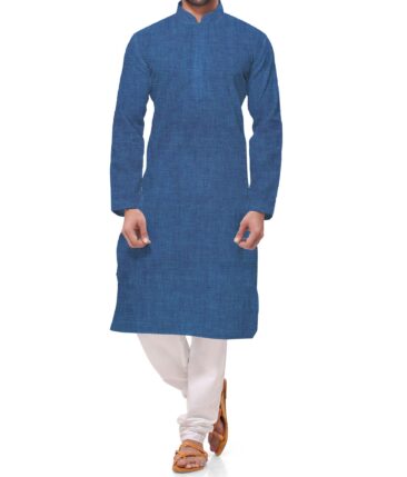 Linen Club Dark Sapphire Blue 100% Pure Linen Kurta Fabric