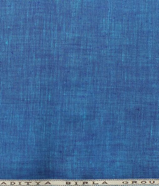Linen Club Dark Sapphire Blue 100% Pure Linen Kurta Fabric