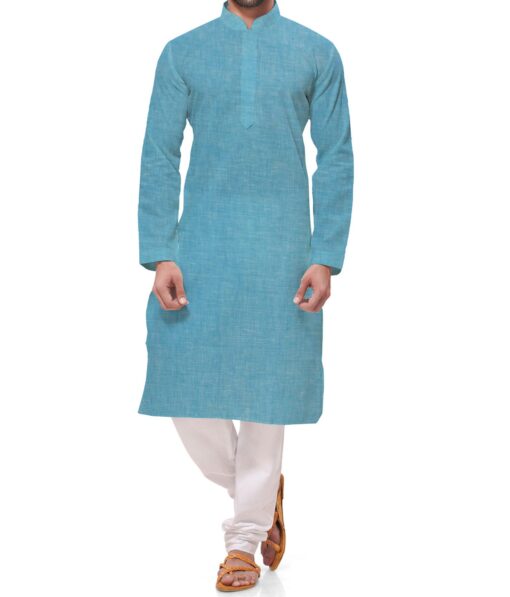 Linen Club Light Electric Blue 100% Pure Linen Kurta Fabric