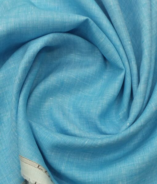 Linen Club Light Electric Blue 100% Pure Linen Kurta Fabric