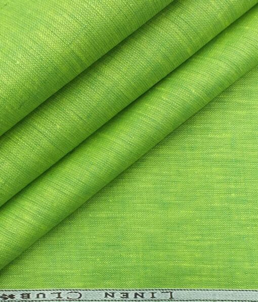Linen Club Lime Green 100% Pure Linen Kurta Fabric