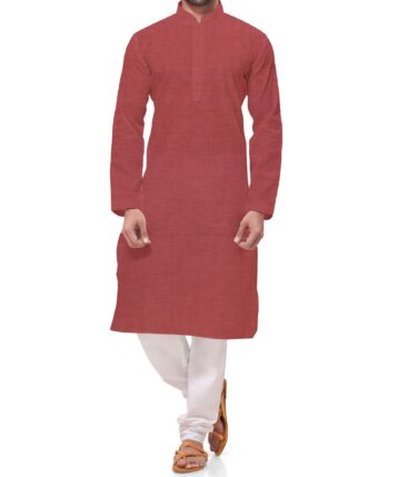 Linen Club Raspberry Red 100% Pure Linen Kurta Fabric