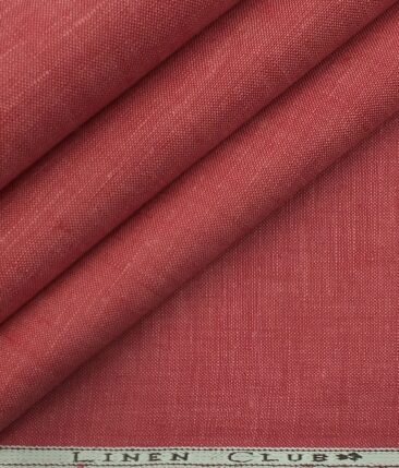 Linen Club Raspberry Red 100% Pure Linen Kurta Fabric