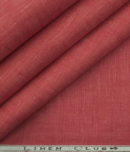 Linen Club Raspberry Red 100% Pure Linen Kurta Fabric