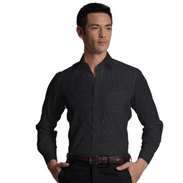 Linen Club Black 100% Pure Linen Shirt Fabric