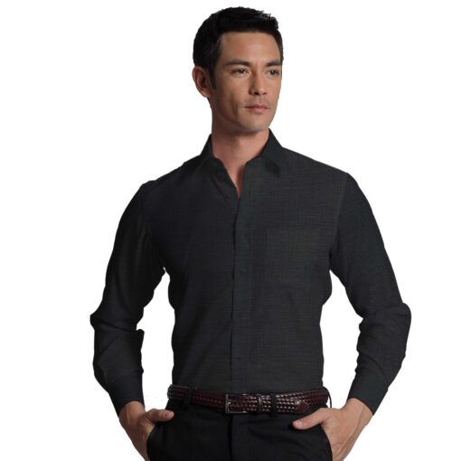 Linen Club Black 100% Pure Linen Shirt Fabric