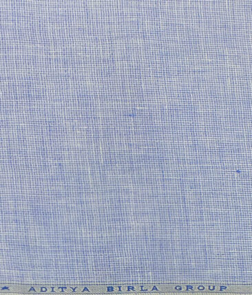 Linen Club White & Blue 60 LEA 100% Pure Linen Structured Shirt Fabric