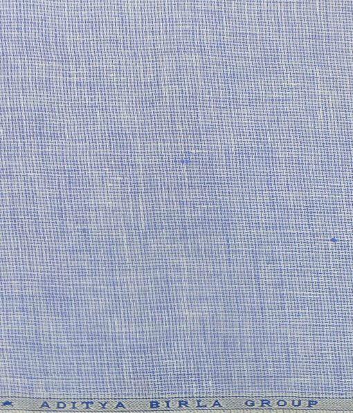 Linen Club White & Blue 60 LEA 100% Pure Linen Structured Shirt Fabric