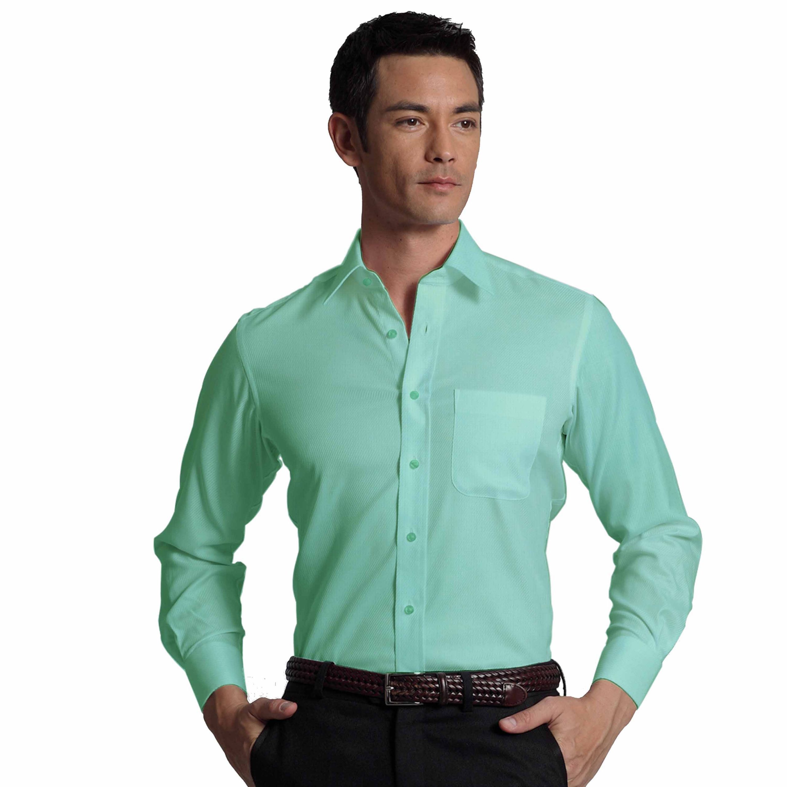 Arvind Men's Light Sea Green Cotton Royal Oxford Weave Shirt Fabric