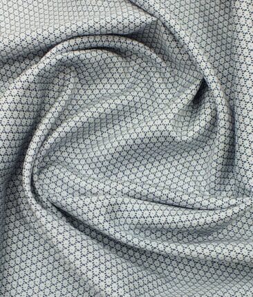 Bombay Rayon Men's White & Blue Cotton Printed Shirt Fabric