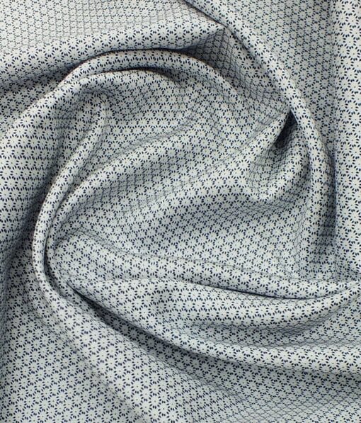 Bombay Rayon Men's White & Blue Cotton Printed Shirt Fabric