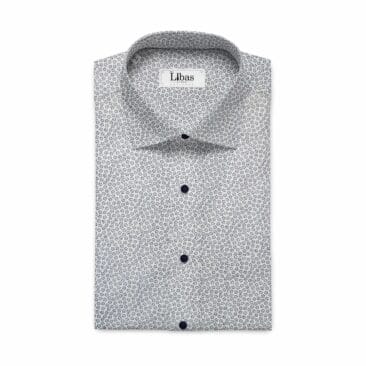 Bombay Rayon Men's White & Blue Floral Cotton Printed Shirt Fabric