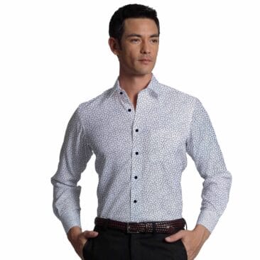 Bombay Rayon Men's White & Blue Floral Cotton Printed Shirt Fabric