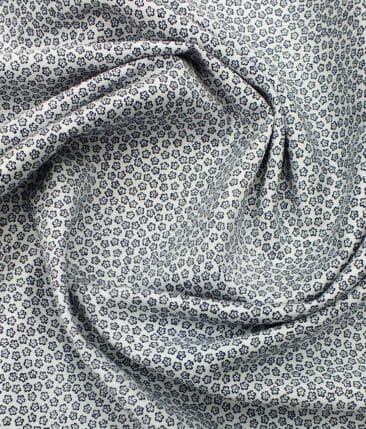 Bombay Rayon Men's White & Blue Floral Cotton Printed Shirt Fabric