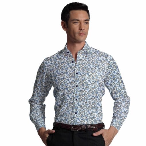 Bombay Rayon Men's Multi Color Jacquard Cotton Printed Shirt Fabric