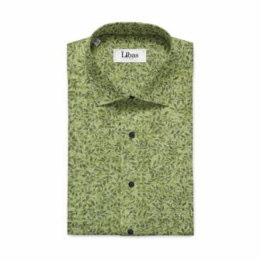 Bombay Rayon Men's Light Green & Blue Cotton Linen Printed Shirt Fabric