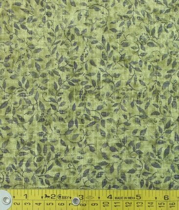 Bombay Rayon Men's Light Green & Blue Cotton Linen Printed Shirt Fabric