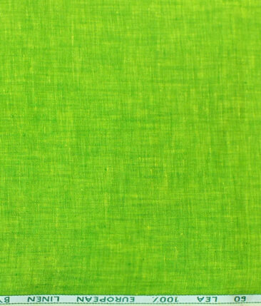 Cadini by Siyaram's Bright Green 60 LEA 100% Pure Linen Kurta Fabric