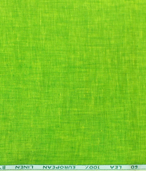 Cadini by Siyaram's Bright Green 60 LEA 100% Pure Linen Kurta Fabric