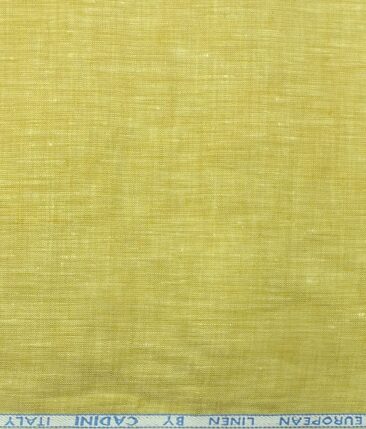 Cadini by Siyaram's Canary Yellow 60 LEA 100% Pure Linen Kurta Fabric