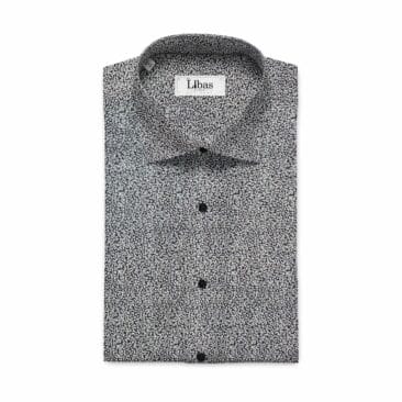 Cadini by Siyaram's Men's Black & White Floral Cotton Printed Shirt Fabric
