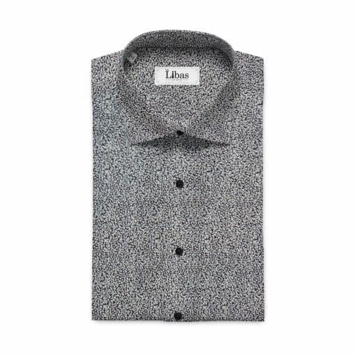 Cadini by Siyaram's Men's Black & White Floral Cotton Printed Shirt Fabric