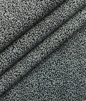 Cadini by Siyaram's Men's Black & White Floral Cotton Printed Shirt Fabric