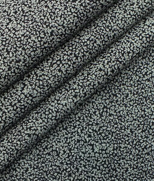 Cadini by Siyaram's Men's Black & White Floral Cotton Printed Shirt Fabric