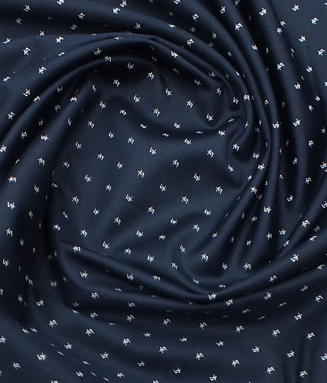 Cadini by Siyaram's Men's Dark Blue & White Floral Cotton Printed Shirt Fabric