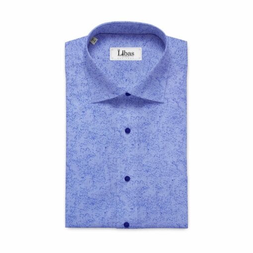 Cadini by Siyaram's Men's Skyblue Spray Cotton Printed Shirt Fabric