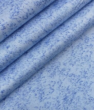 Cadini by Siyaram's Men's Skyblue Spray Cotton Printed Shirt Fabric