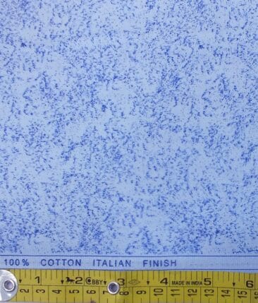 Cadini by Siyaram's Men's Skyblue Spray Cotton Printed Shirt Fabric