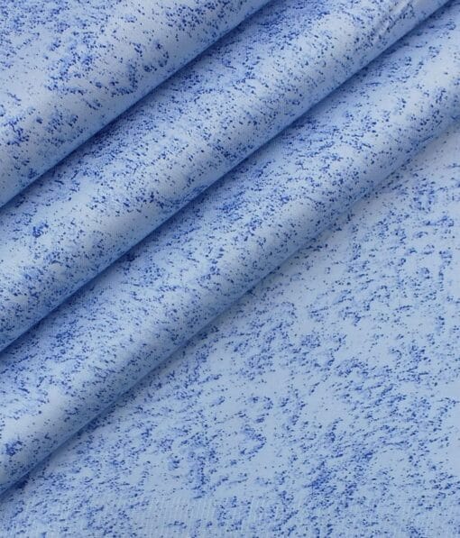 Cadini by Siyaram's Men's Skyblue Spray Cotton Printed Shirt Fabric