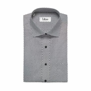 Cadini by Siyaram's Men's White & Black Cotton Printed Shirt Fabric
