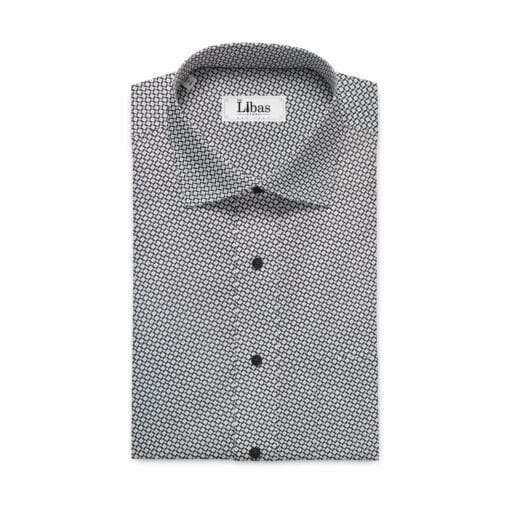 Cadini by Siyaram's Men's White & Black Cotton Printed Shirt Fabric
