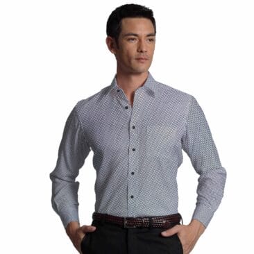Cadini by Siyaram's Men's White & Black Cotton Printed Shirt Fabric