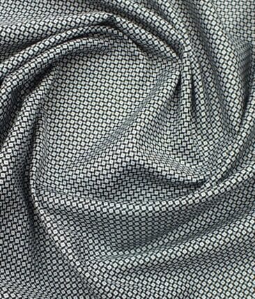 Cadini by Siyaram's Men's White & Black Cotton Printed Shirt Fabric