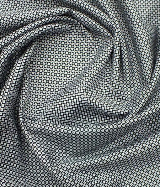 Cadini by Siyaram's Men's White & Black Cotton Printed Shirt Fabric