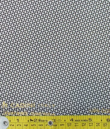 Cadini by Siyaram's Men's White & Black Cotton Printed Shirt Fabric