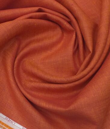 Cadini by Siyaram's Amber Orange 60 LEA 100% Pure Linen Shirt Fabric