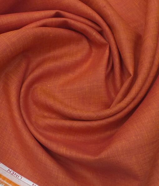 Cadini by Siyaram's Amber Orange 60 LEA 100% Pure Linen Shirt Fabric