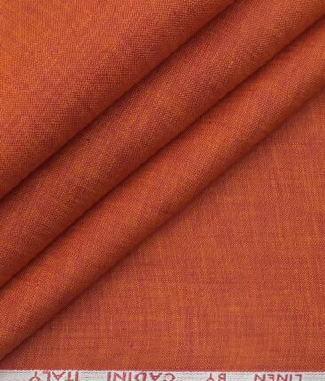 Cadini by Siyaram's Amber Orange 60 LEA 100% Pure Linen Shirt Fabric