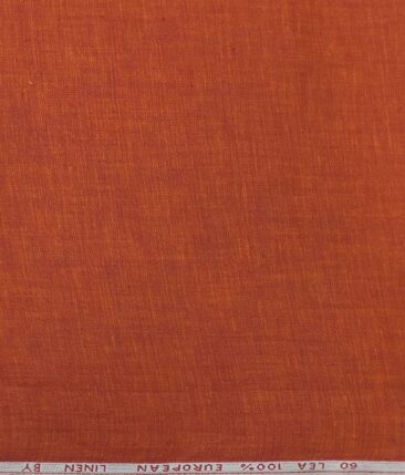 Cadini by Siyaram's Amber Orange 60 LEA 100% Pure Linen Shirt Fabric