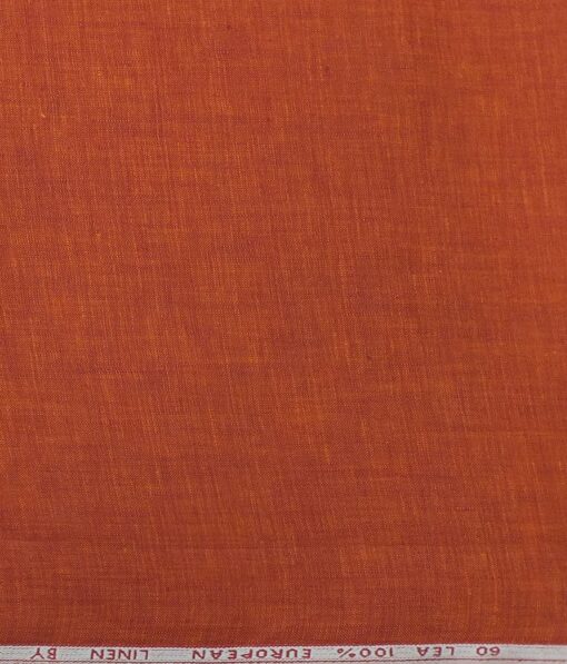 Cadini by Siyaram's Amber Orange 60 LEA 100% Pure Linen Shirt Fabric