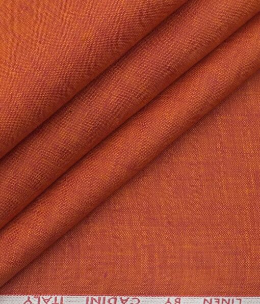 Cadini by Siyaram's Amber Orange 60 LEA 100% Pure Linen Shirt Fabric
