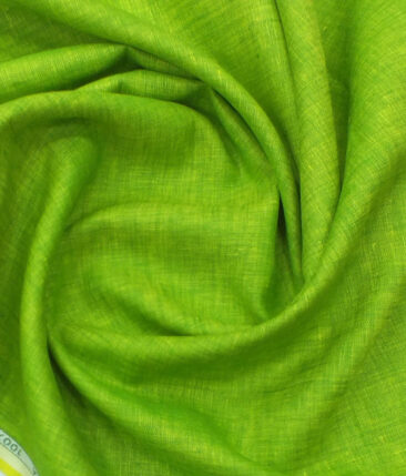 Cadini by Siyaram's Bright Green 60 LEA 100% Pure Linen Shirt Fabric