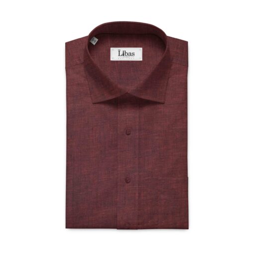 Cadini by Siyaram's Dark Maroon 60 LEA 100% Pure Linen Shirt Fabric